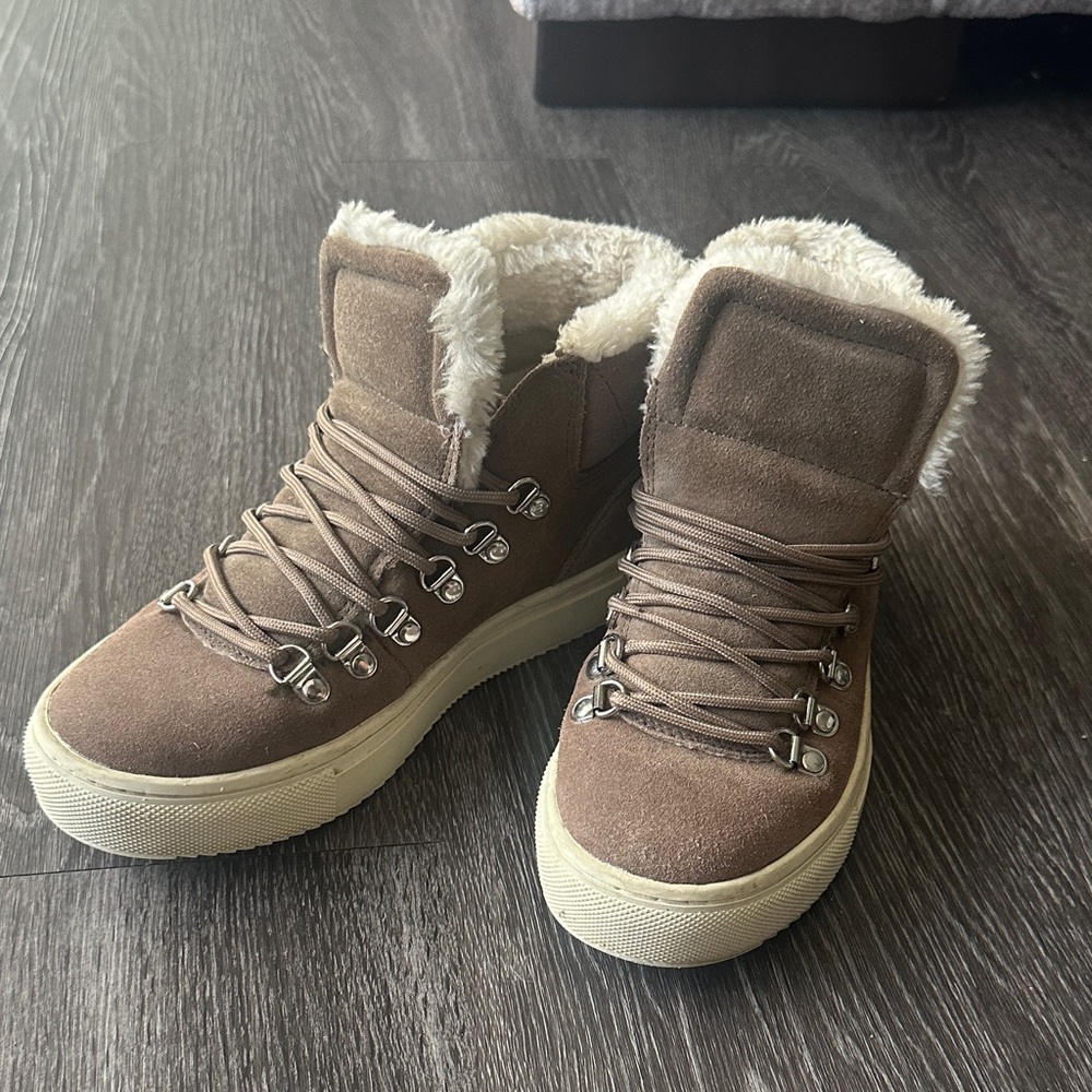 Marc Fisher Brown Fur-Lined Winter Boots